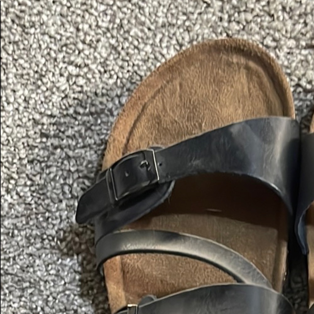 Natural Sandals with Black Straps